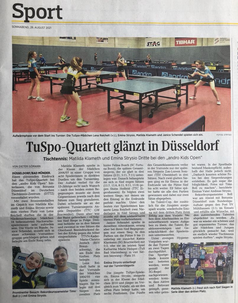 Quartett der TuSpo Bad Münder glänzt in Düsseldorf